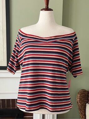 ModCloth x Barbie Off-the-Shoulder Rib Knit Striped Top | NWT | 3X